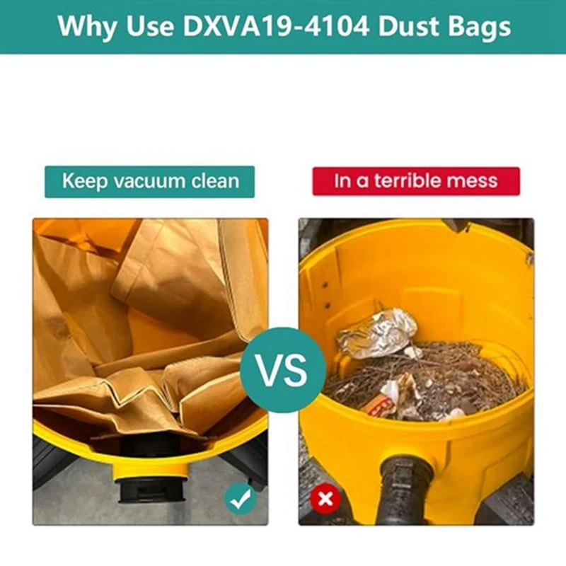 12PCS Vacuum Dust Paper Bag Fit For Dewalt Dxva19 4104 Vacuum Cleaner Accessories Spare Parts Dust Bag