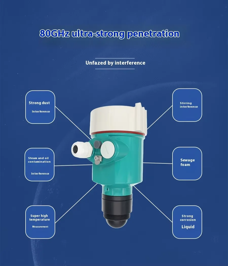 80GHz FM radar Water Level Gauge Sensor Integrated Transmitter Water Level Gauge Oil tank Level Meter