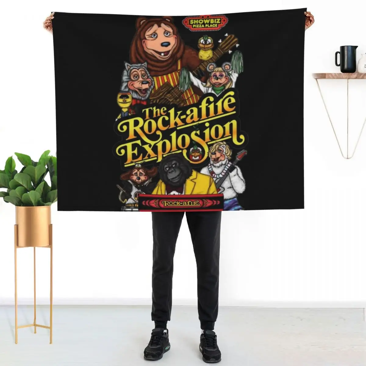 Showbiz Pizza Billy Bob Throw Blanket Loose blankets ands Stuffeds Plaid Extra Large Throw funny gift Blankets