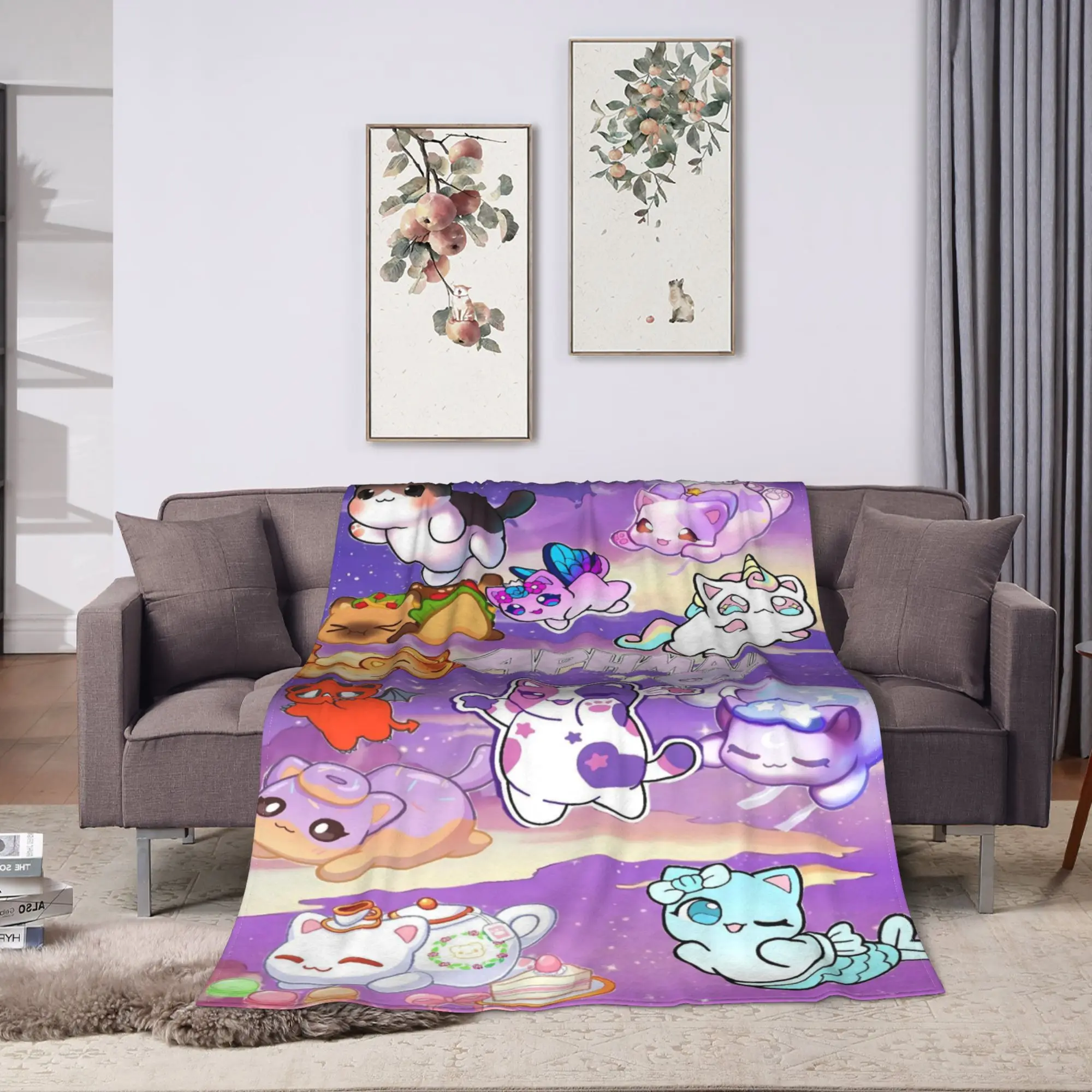 Quirky Aphmau Character Emote Art Blanket  Super Soft Plush Throw Blanket For Couch Chair Camping Flannel Bedspread Bed Cover