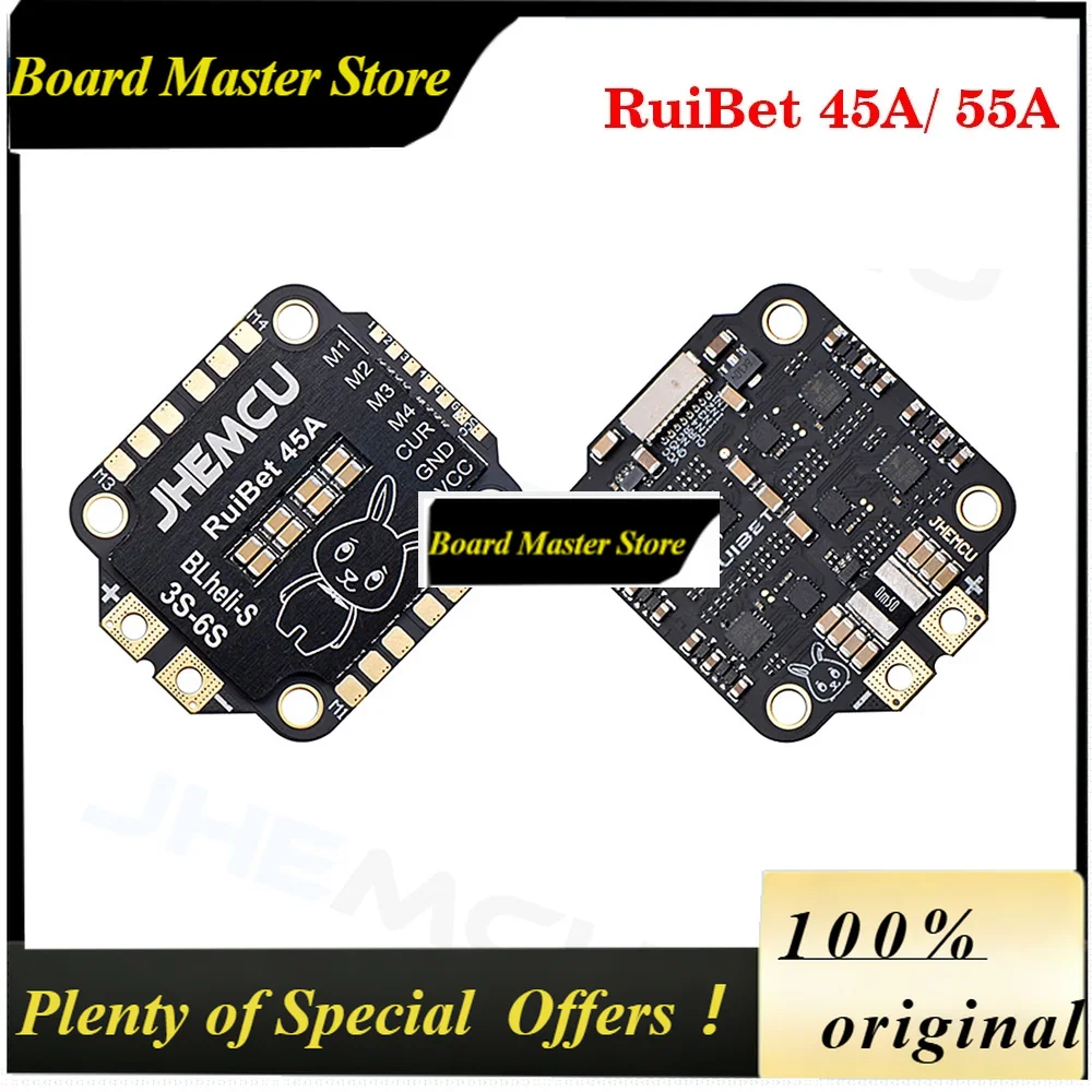 BoMaSJHEMCU RuiBet 45A / 55A 4in1 ESC W/ BLHELI_S & Dshot600 3-6S 30.5X30.5mm M4 Mount For RC FPV Freestyle Drone Flight Control