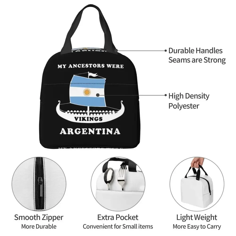 Argentina Flag Lunch Bag For Women Portable Thermal Insulated Argentine Football Gift Lunch Box Picnic Multifunction Food Tote