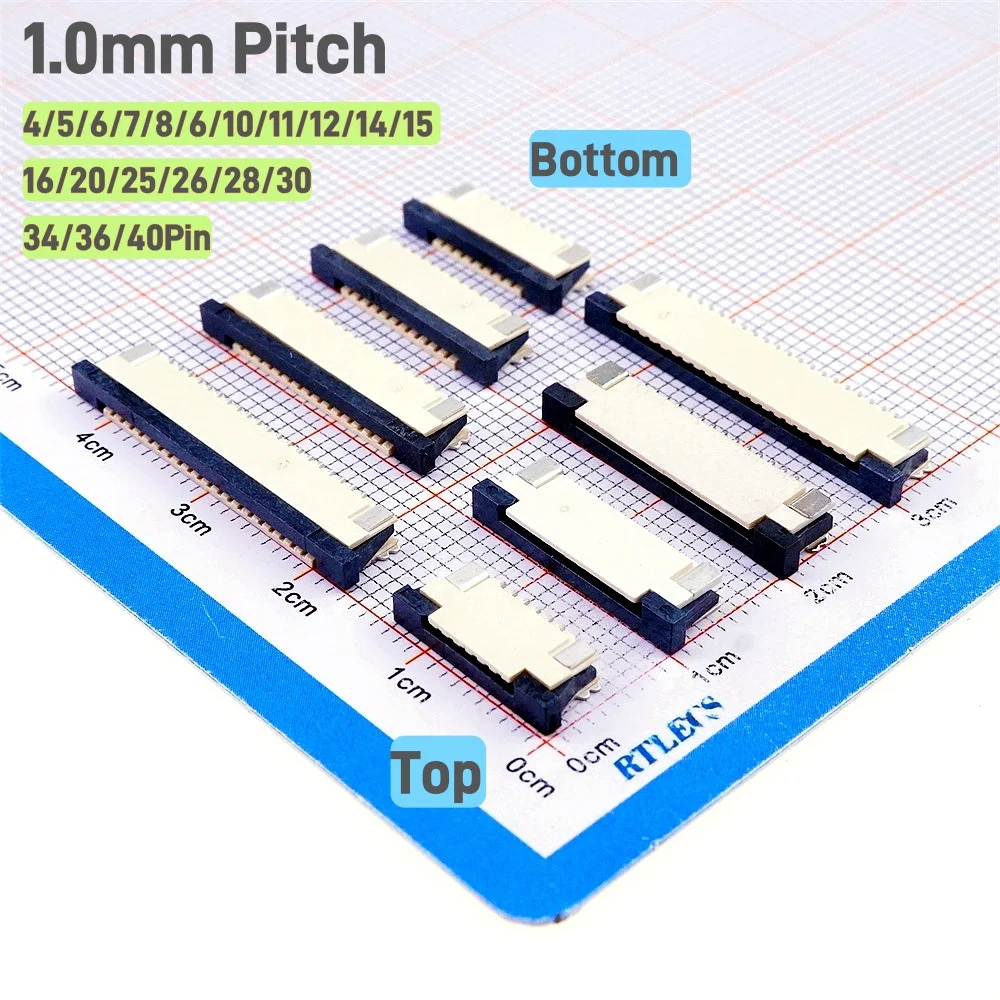 

500 Pcs On Tape FFC / FPC connector 1.0 mm 4 Pin 5 6 7 8 9 10 11 12 14 15 16 18 20 25 26 28 30 34 36 40P Bottom Top Contact SMD