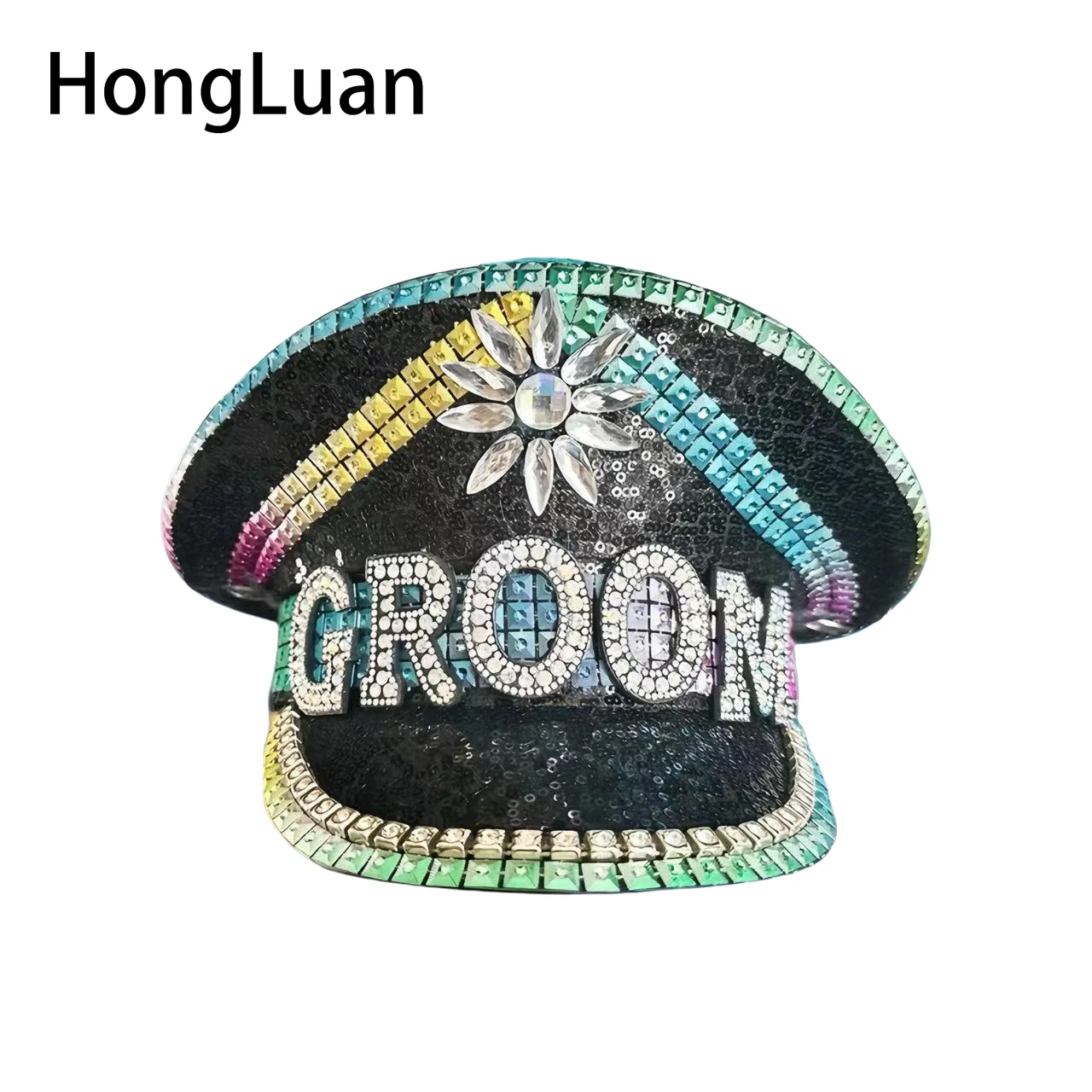 Luxury Gay GROOM Steampunk Captain Hat Rhinestone Halloween Party Music Women Mens Halloween Carnival Ben Mardi Gras Hat