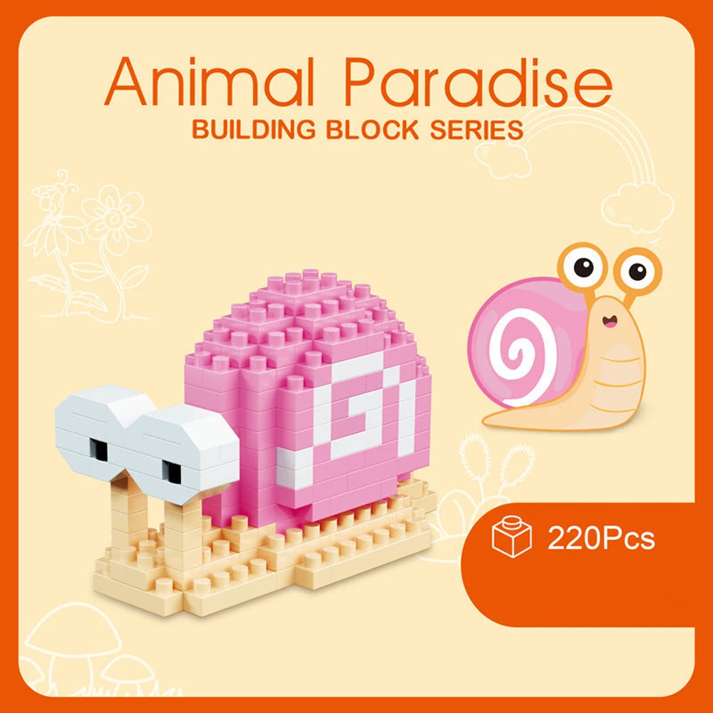 3D Tier Super Mini Rosa Schwein Panda Hamster Schnecke Montage Mikro-Bausteine Spielzeug - Einfaches Puzzle-Geschenk für Kinder, Partyzubehör – Detail 6