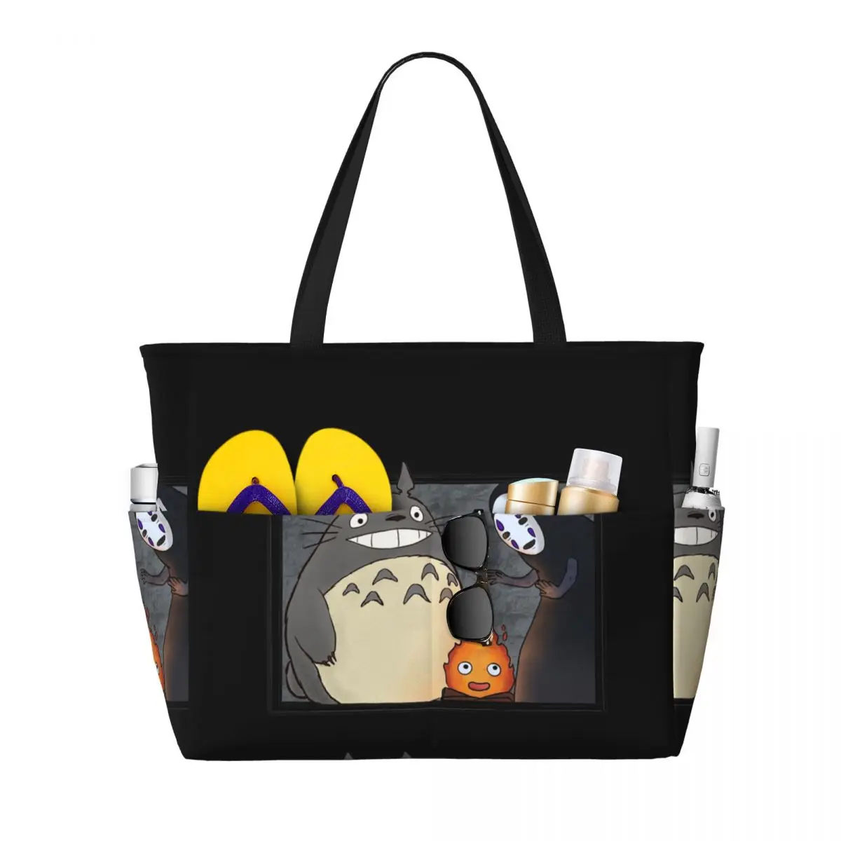 Three Ghibli Friends Beach Tote Bag Sport Gym Yoga Duffle Large Tote Bag Women Travel Bag Fitness bag