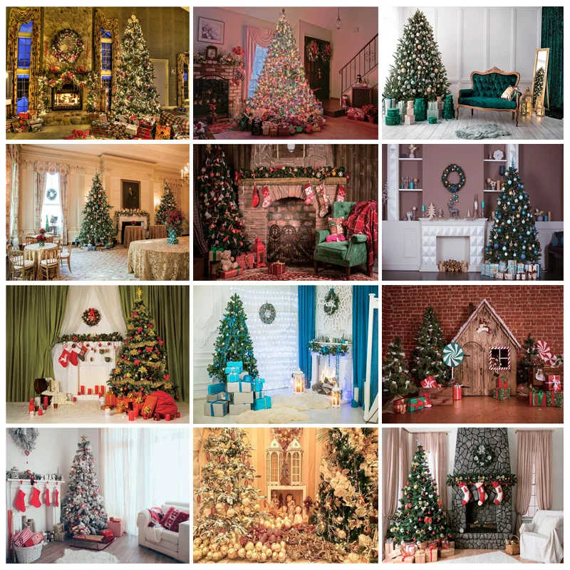 

Рождественская фотография фоны камин Рождественская елка Подарок Новорожденный портрет фото фон фотосессия 210318XLT-01