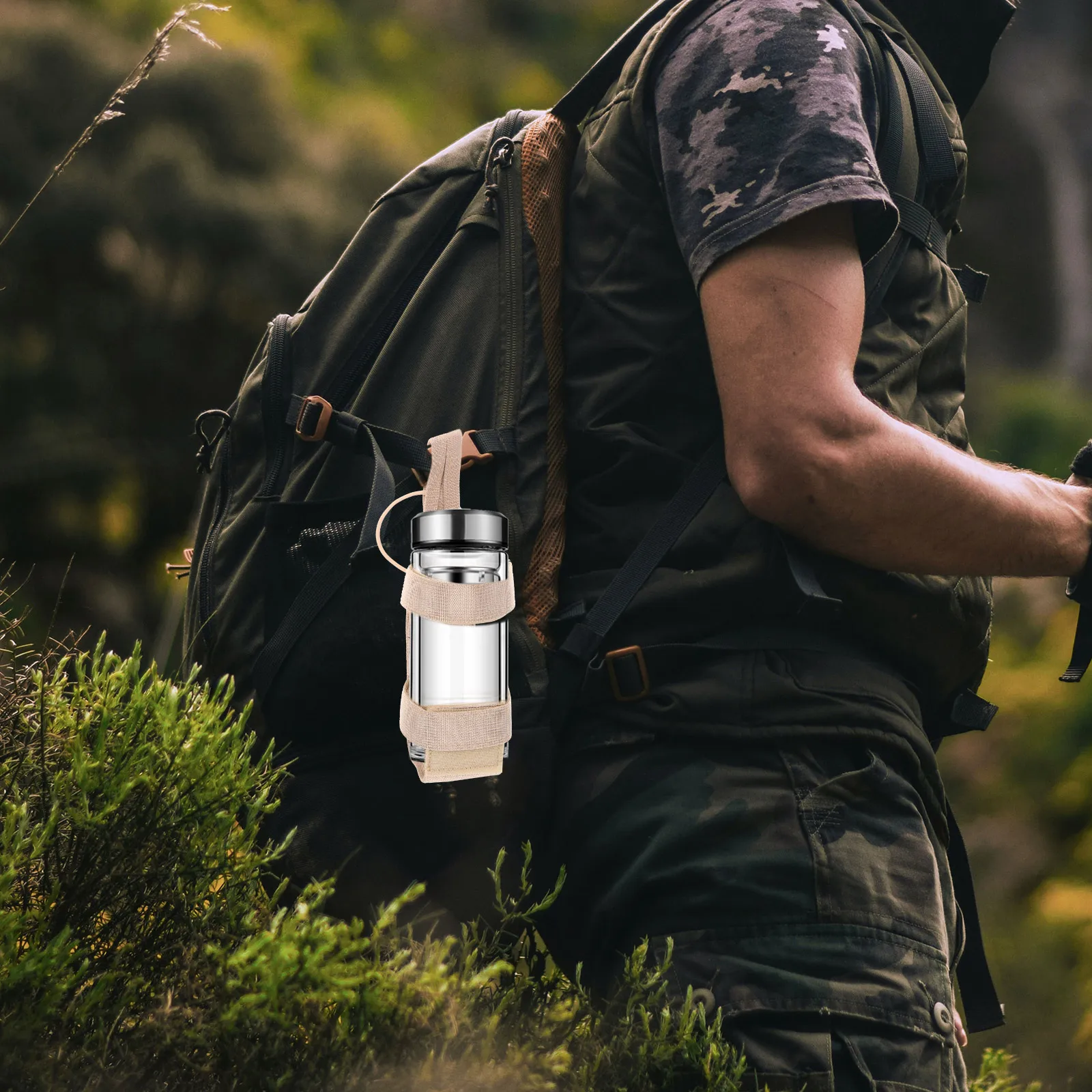 

Outdoor Water Cup Cover Bottle Strap Black Nylon Travel Carrier Lightweight H Direct Drink Scratch Resistance Fade Proof
