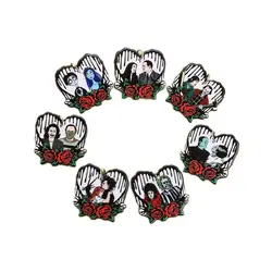 8Pcs Pastel Goth Halloween Charms Two Side Print Acrylic Skull Heart Rose Jewlery Findings For Necklace Diy Making