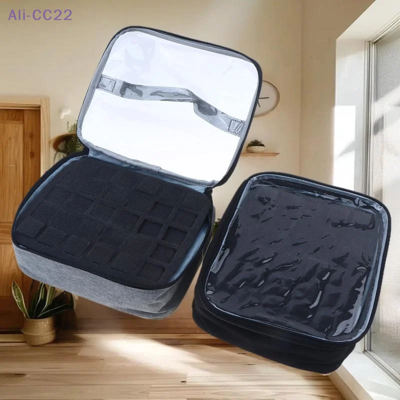 Large Capacity 30-Slot Nail Polish Storage Bag Portable Hand-Held Waterproof Cosmetic Bag Nail Polish Essential Oil Organizer