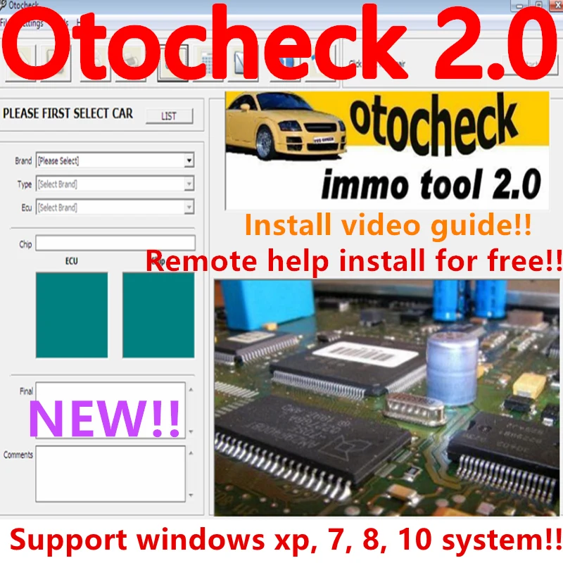 Hot sell Immo Software Otochecker 2.0 OTO Checker Cleaner Advanced Immo Repair System for Immobilizer install video guide