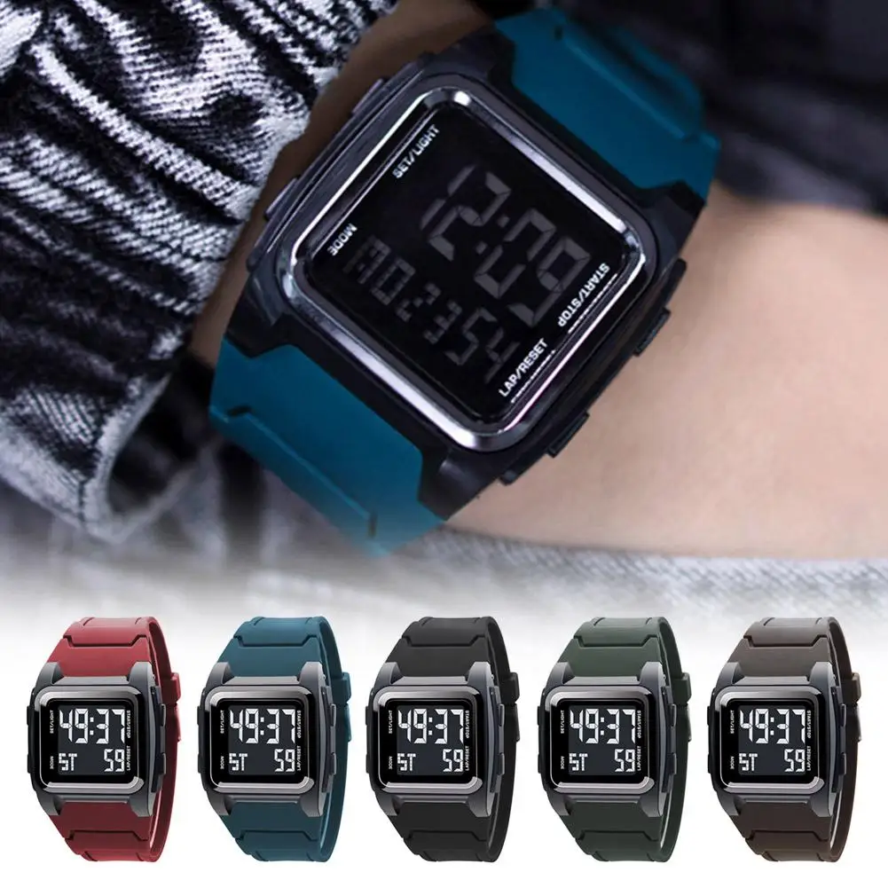 Multi-functional Outdoor Watch Swimming Watch LED Digital Casing Timer Men's Watch Waterproof Countdown Original With U8O8