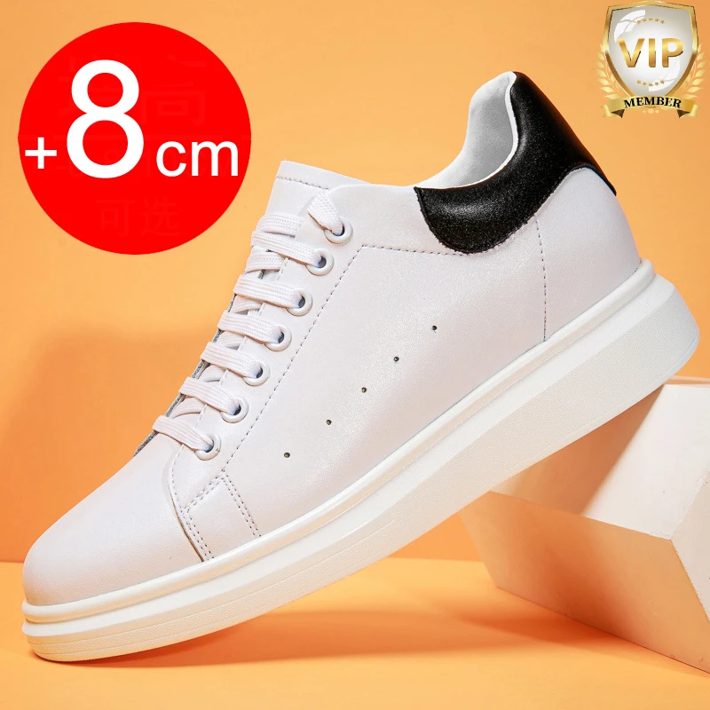 Luxury Elevator Shoes Men Women Sneakers Height Increasing Shoes Invisible 8CM Heighten Sports Shoes Man Taller Lift White Shoes