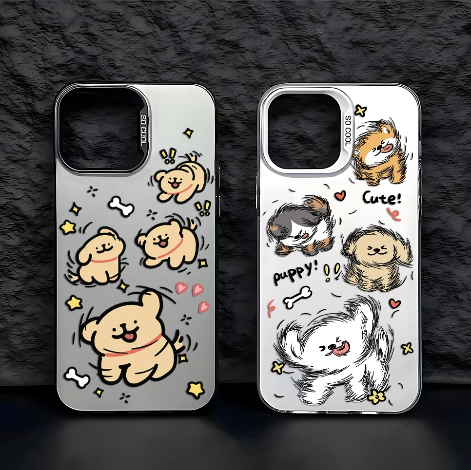 Cartoon Schattige Korea Lijn Puppy Case Voor Samsung A73 A72 A55 A54 A54 A53 A35 A34 A33 A33 A32 A30 A24 A23 A22 A14 A05 4G 5G Paar Cover