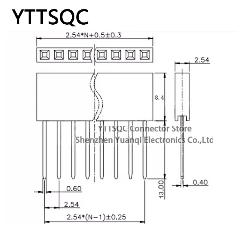 10pcs 2.54mm 1x2/3/4/5/6/8/10/12/15/16/20/40 Pin Single row Straight FEMALE Stackable 15mm Long Legs Header For Arduino Shield