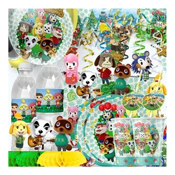 Classic Game Animal Crossing: New Horizons Disposable Birthday Party Supplie Cute Cartoon Graffiti Sticker Photographic Backdrop