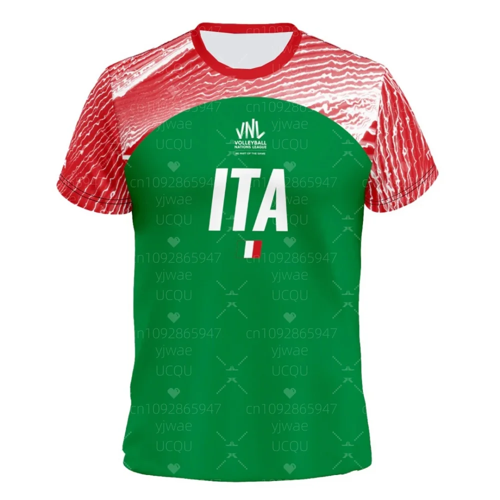 2025 HOMBRES Italia VNL Camiseta de voleibol Tops para adultos Camiseta deportiva ligera de manga corta con cuello redondo para hombre