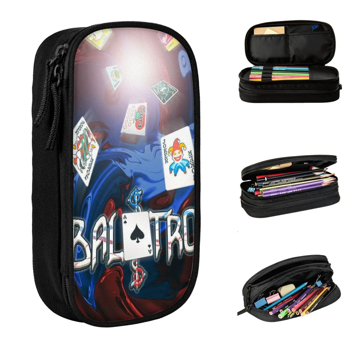 Large Capacity Pencil Pouch Balatro Video Game Merch Double Layer Pen Case Girl Makeup Bags Gift