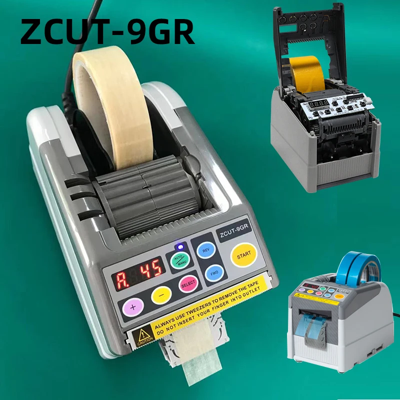 NEW ZCUT-9GR Automatic Tape Cutting Adhesive Tape Cutter Packing Machine Cutting tape Length 5～999mm Width 6～60mm Foldable Cover