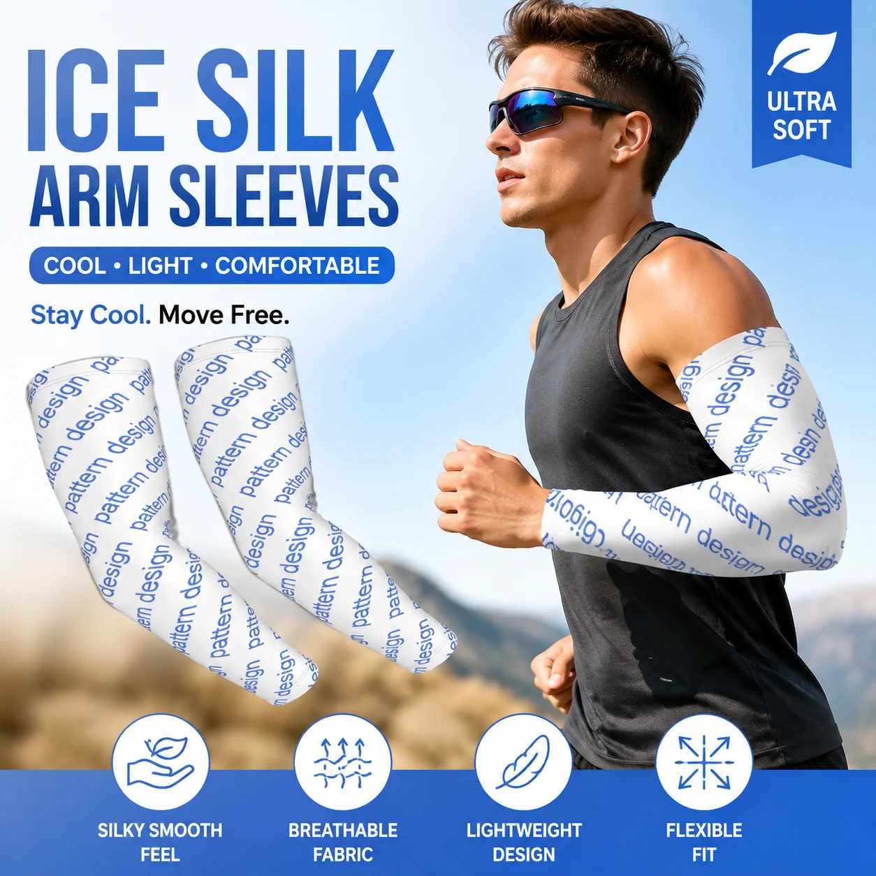 5pcCustom Logo Ice Silk Arm Sleeves Personalized Team Club UV Protection Cooling Arm Cover Cycling Golf Driving Sports Men Women
