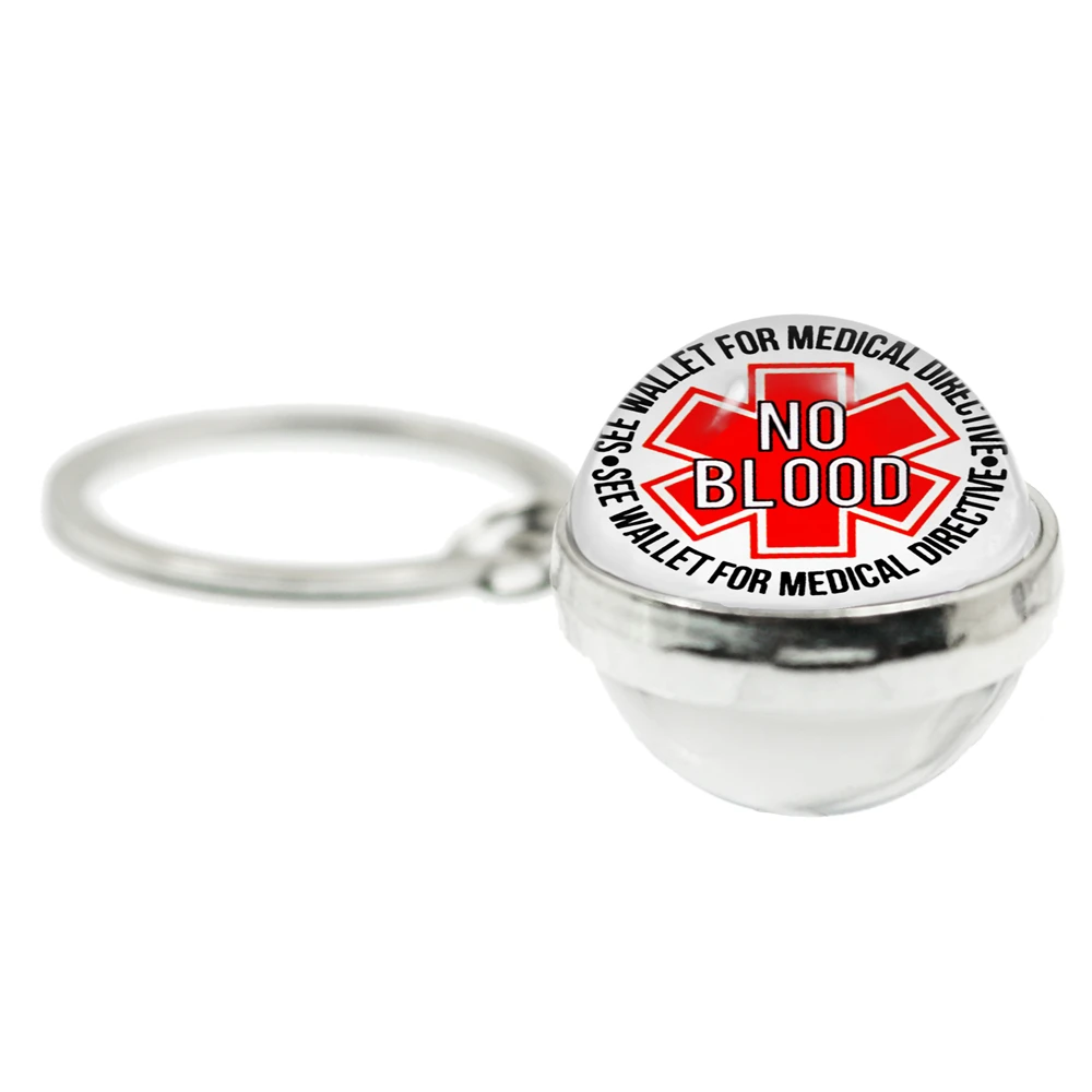 JW. Keep Calm and No Blood Key Chain Jehovah\'s Witnesses Charms 20mm Glass Cabochon Double-Sided Keychain Glass Jewelry Gift