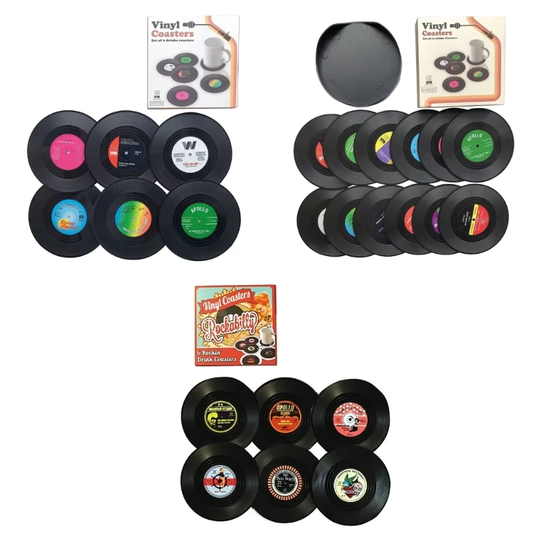 6/12 Pieces Cup Vintage Insulated Cup Mats ABS Material Coffee Drinks Mat Cup Pads Perfect Gift for Music Dropsale