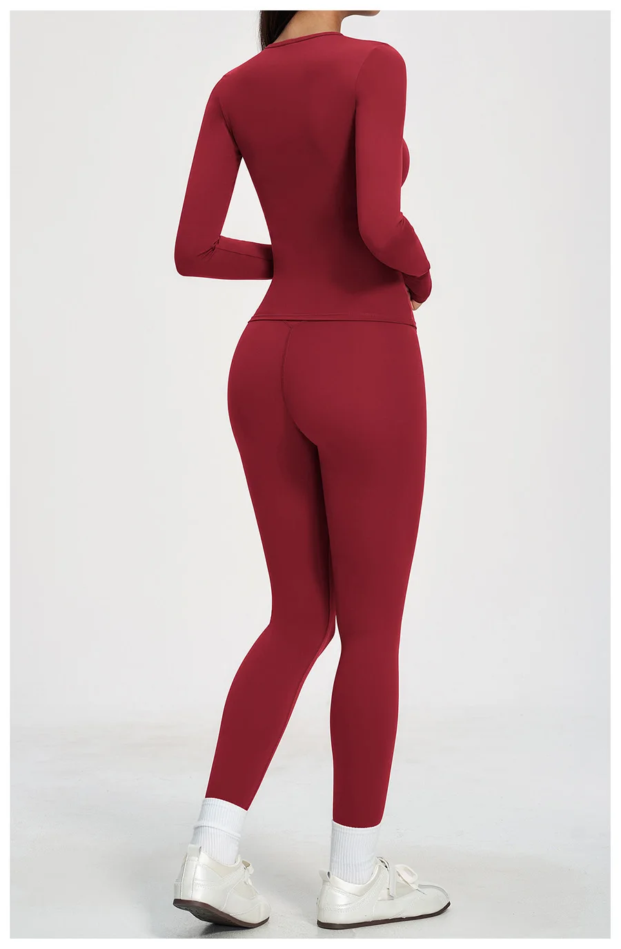 Yoga-Set 2-teilig Sportbekleidung Fitnesskleidung Yoga-Anzüge Damen Fitness-Set Trainingsanzüge Sport Langarm Crop Top Gym High Waist Leggings – Detail 28