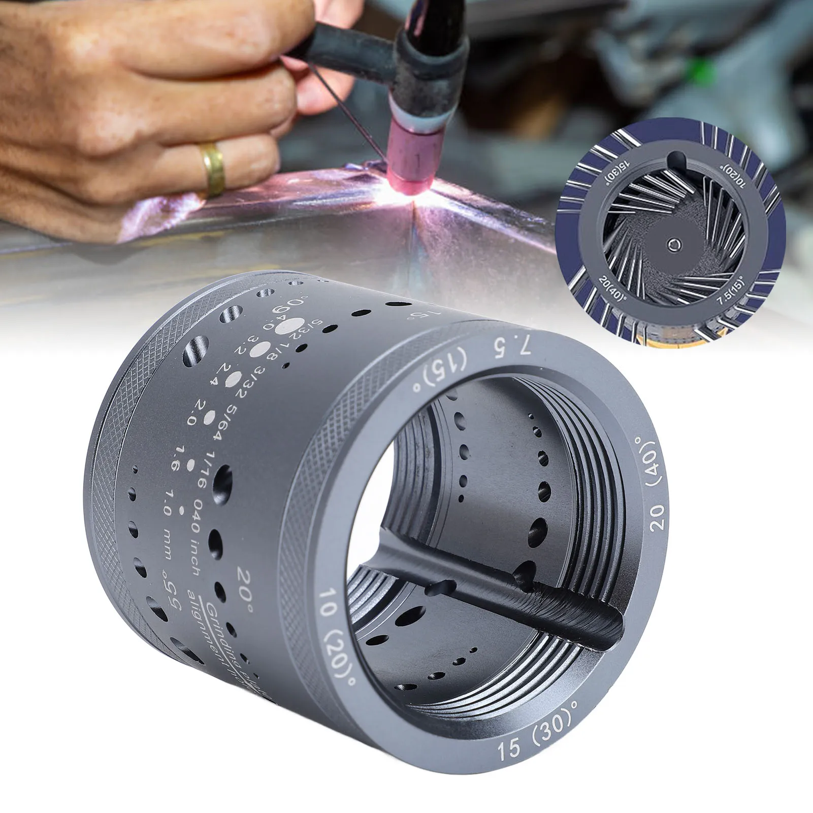 TIG Welding Tool Sharpener TIG Welding Tool Sharpener Multi Angle 6 Cutting Slots 48 Holes Tungsten Electrode Sharpener Grinder