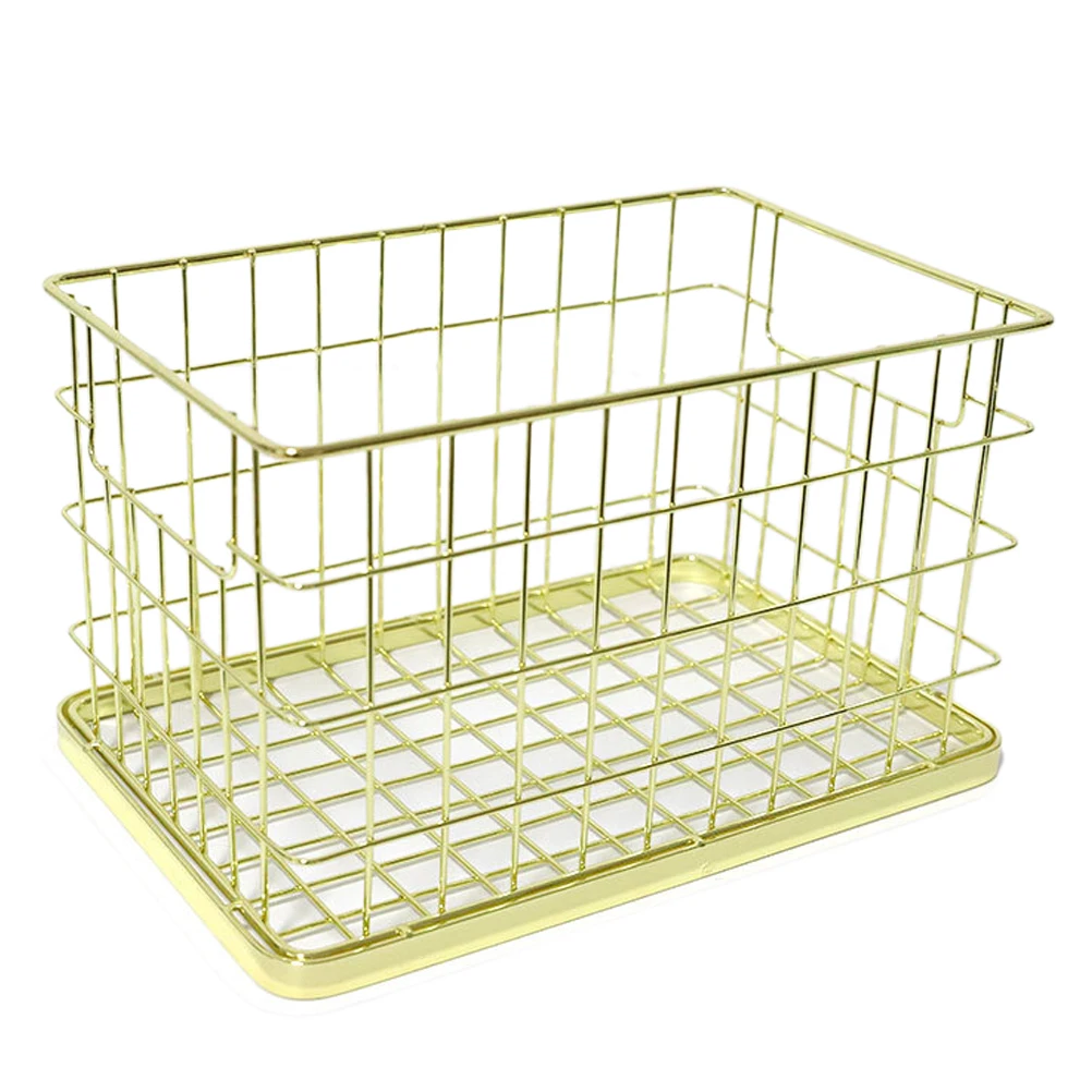 

Golden Storage Iron Organizer Multifunctional Home Desktop Container For Books Desktop Organizer Snacks Sundries Debris