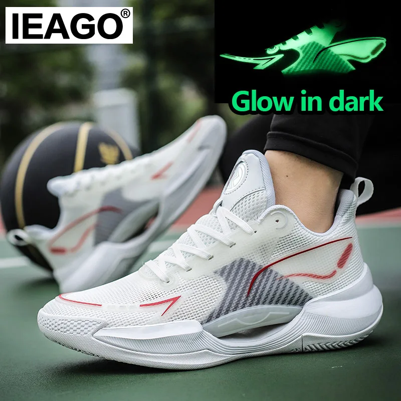 IEAGO Original High Quality Glow In Dark Men Casual Cushion Outdoor Basketball Running Shoes Sport Elastic Sneakers