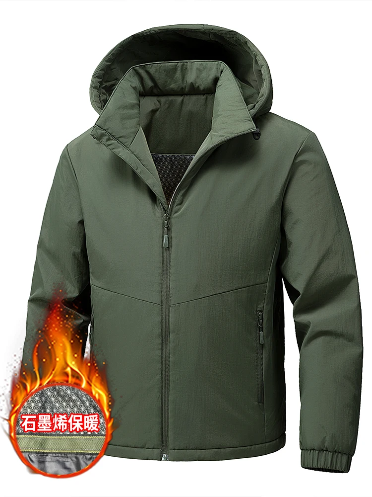 

Jackets 2026 New Men's Graphene Black Gold Lock-Warm Hooded Thick Fall Winter Casual Workwear Versatile Warm Daily Cotton Coats