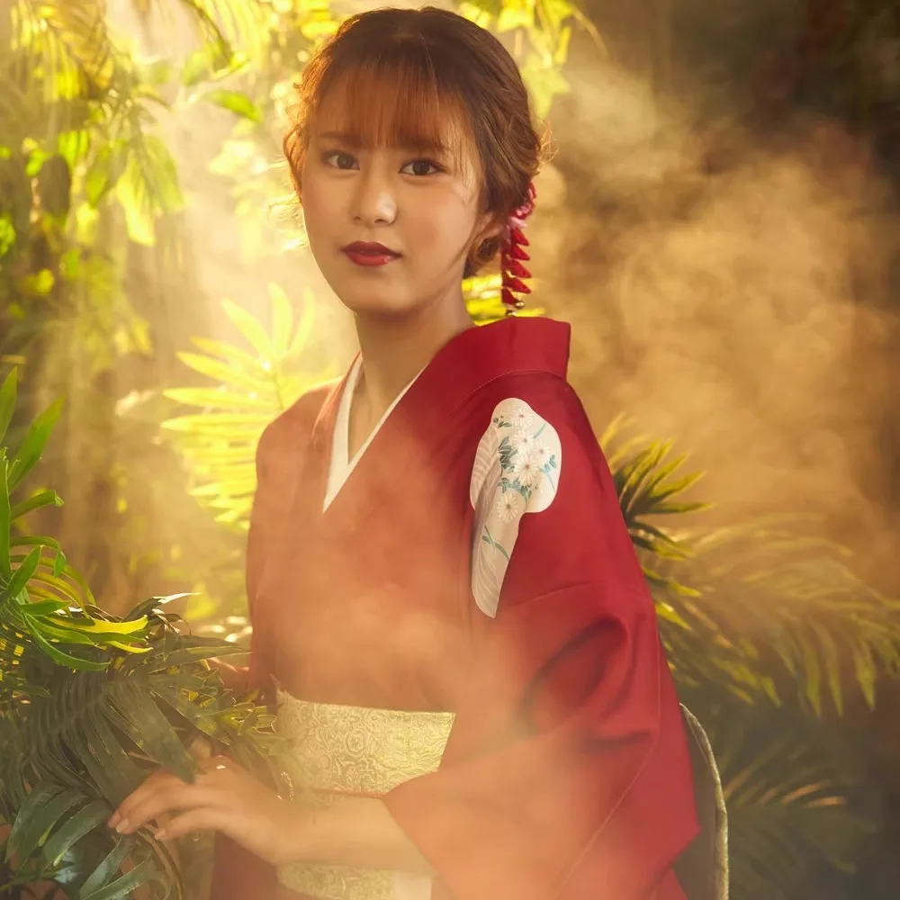 Visit Kimono Bathrobe Japanese Style Travel Photography Artistic Dress Spirit Girl Red Bottom Gradient Crane Improved Model W...
