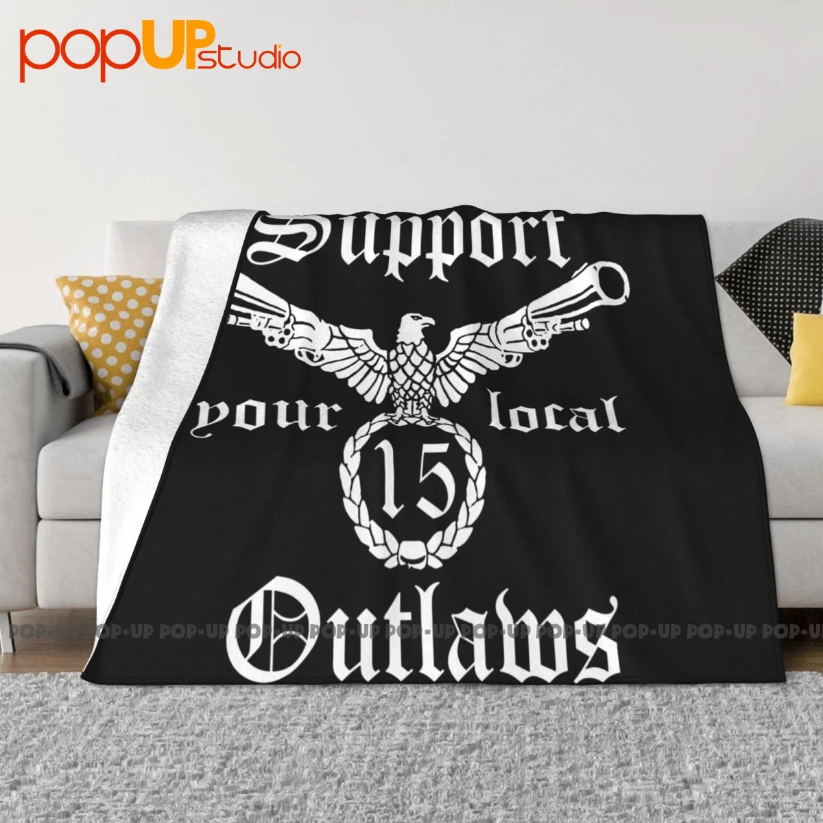 Supporta i tuoi outlaw locali Biker Motorcycle Mc coperta Velvet Classic Nap coperta biancheria da letto da viaggio lavabile in lavatrice