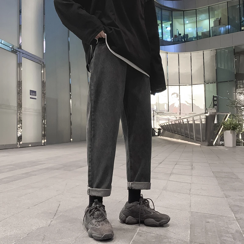 Trendy Men's Jeans Loose Straight Leg Wide Leg Pants Retro Hong Kong Style Student Casual Fashion Autumn Winter New Arrival