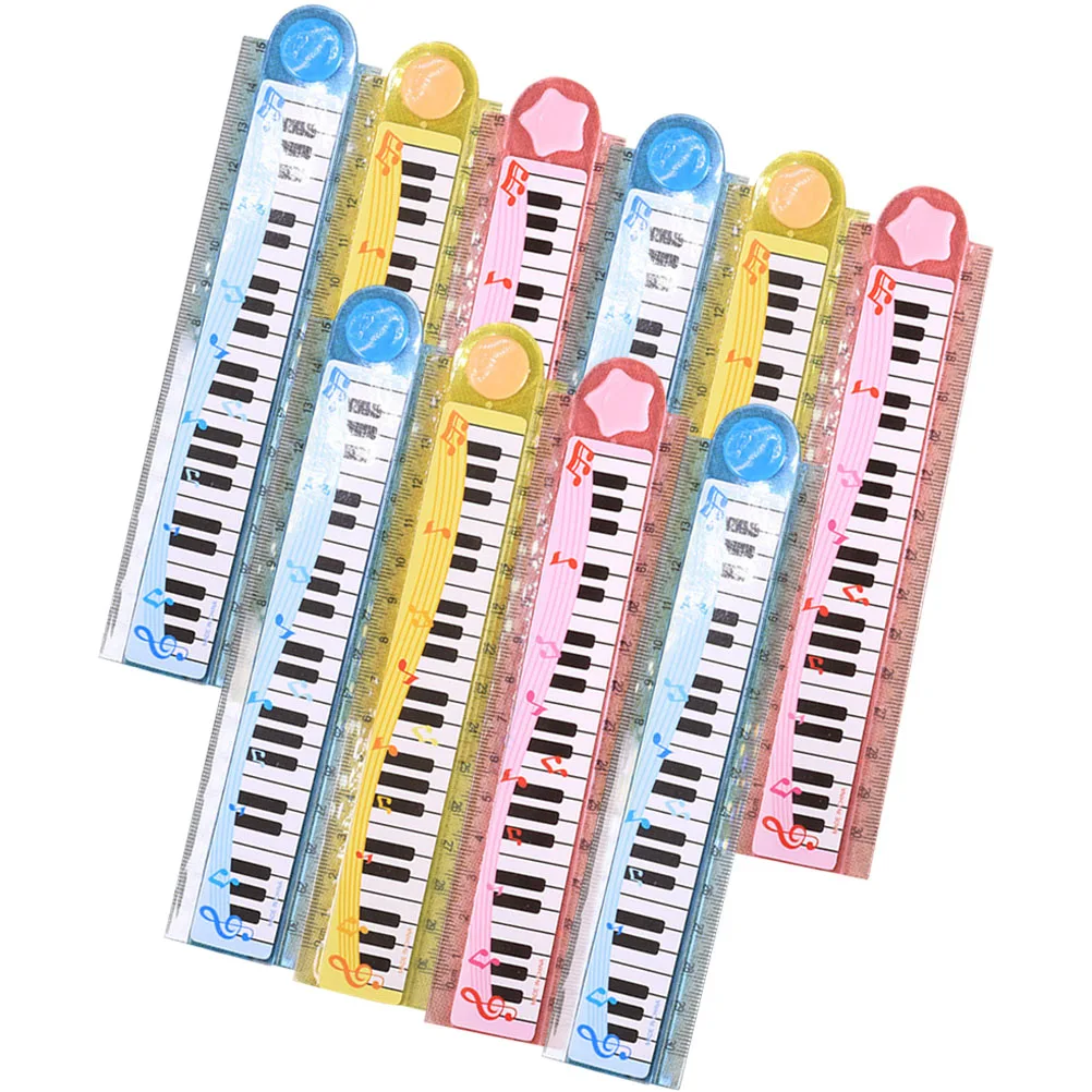 

10pcs Piano Ruler 30cm Kids Accessory Multi Function Student School Measuring Tool Straight Geometric Pattern