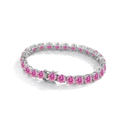 Pink color 3mm/5mm Real Moissanite Bracelet Sparkling S925 Sterling Silver Luxury Wedding Party Diamond fine Jewelry Gift