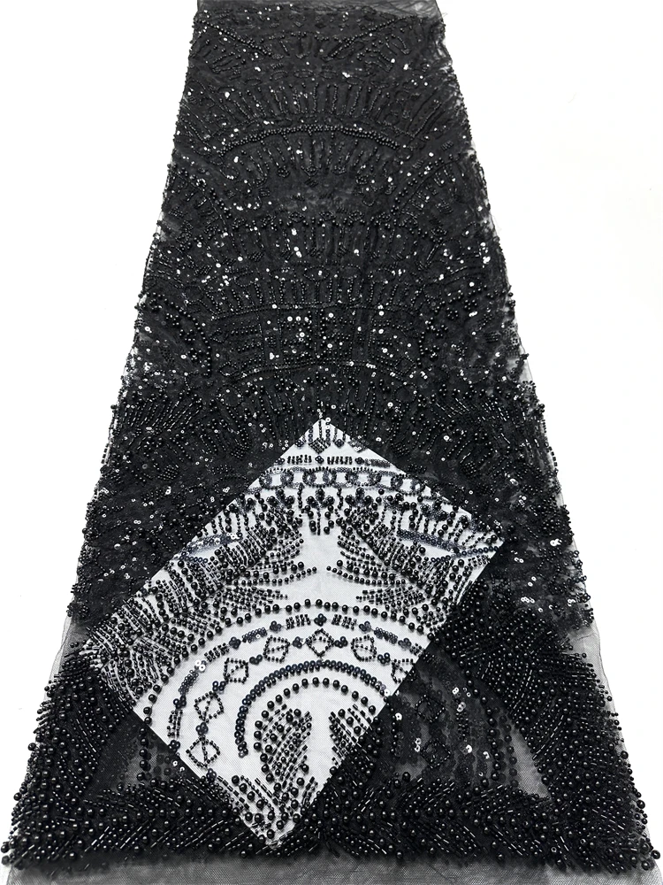 

Newest Luxury Heavy Bead Lace High Quality Net African Sequin Lace Fabric Embroidery 2026 Dresses for Wedding Bridal