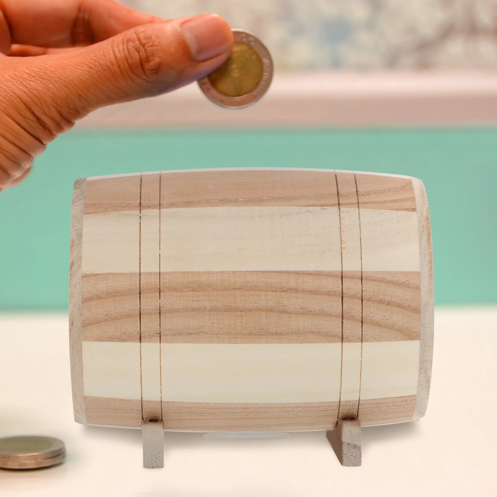 Urocza drewniana skarbonka dla dzieci, prawdziwa drewniana skrzynka na monety, dekoracja domu, pojemnik na pieniądze, skarbonka na biurko, wyjątkowy prezent dla dzieci i...