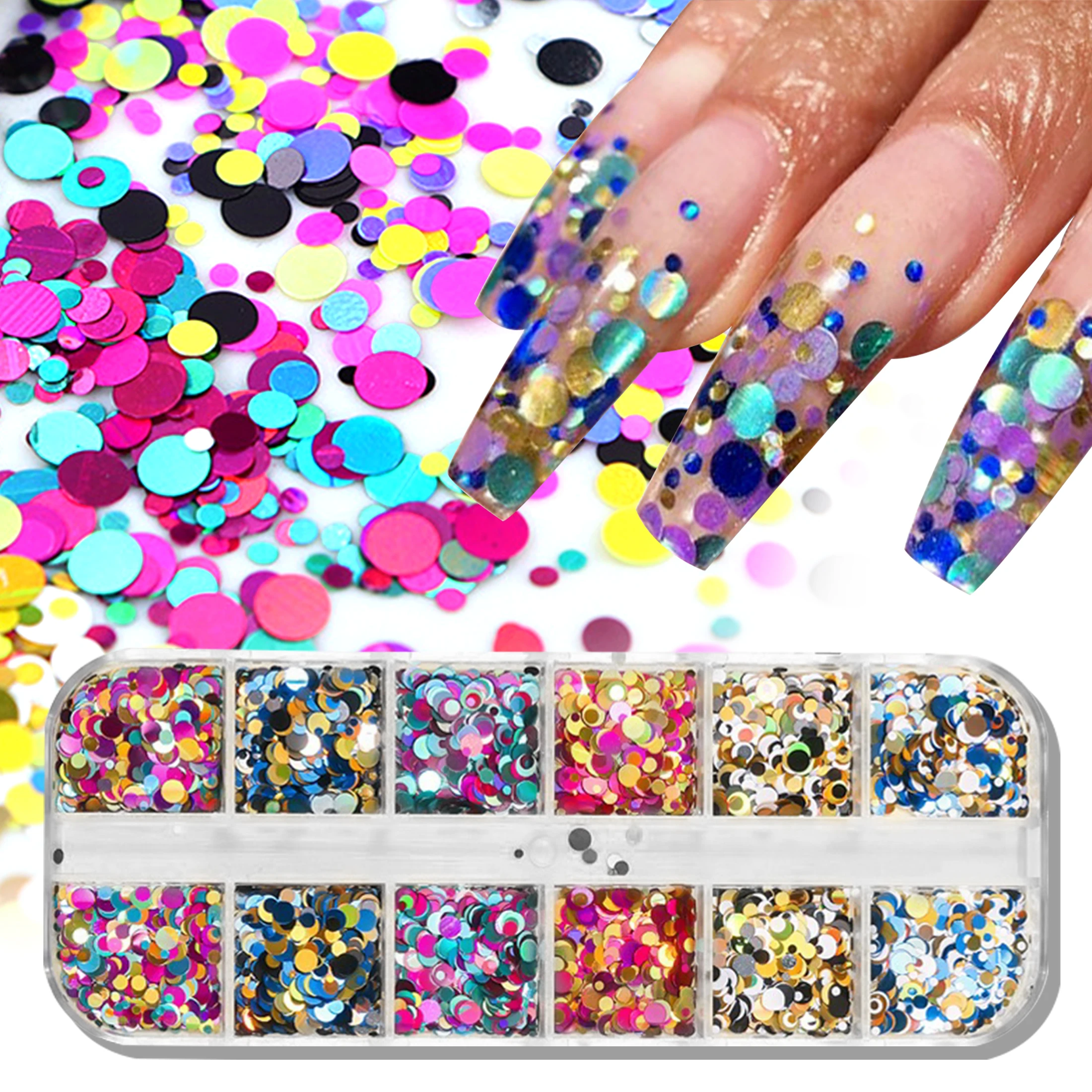 12 Colors Holographic Chunky Glitter 12 Colors Total Laser Nail Glitter Flakes Chunky Holographic Laser Nail Glitter