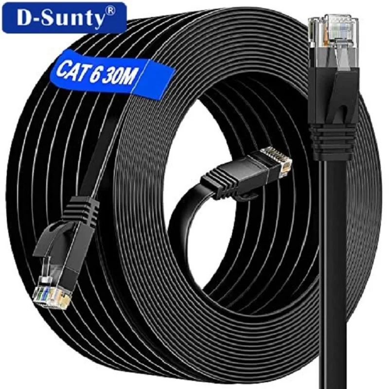 5M 10M 15M 20M 30M Ethernet-Kabel Cat 6 Flaches langes Hochgeschwindigkeits-Netzwerkkabel Rj45-Anschlüsse für Router-Modemkabel Ethernet Cat 6