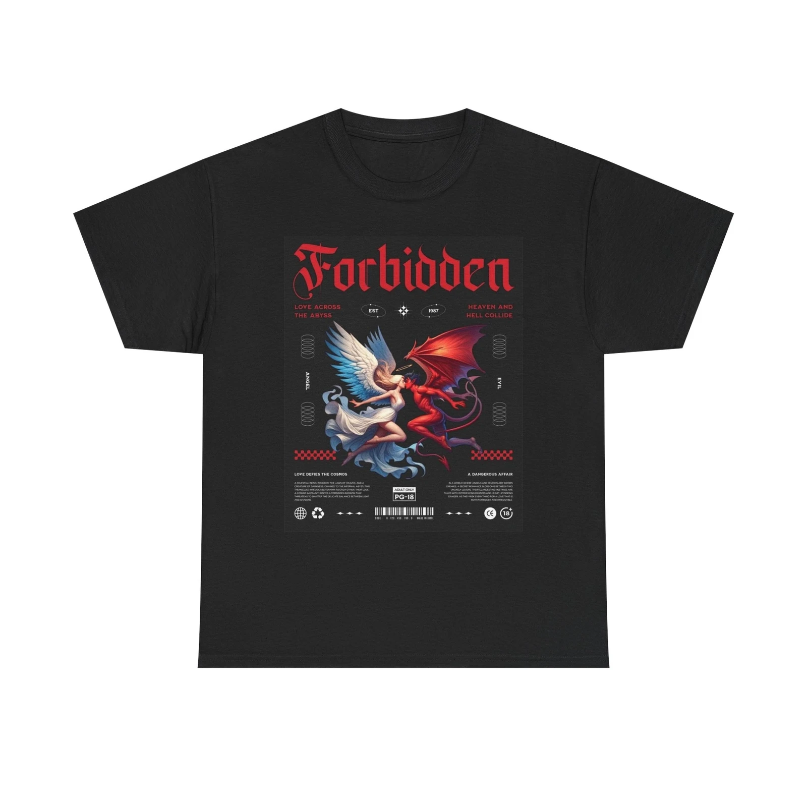 

Forbidden Heaven And Hell T Shirt Street Wear Apparel Unisex Heavy Cotton Tee
