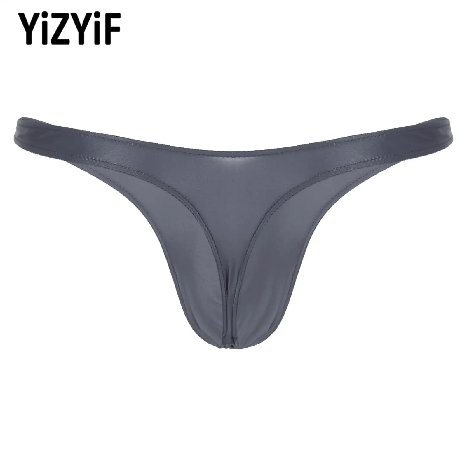 

Mens Glossy Bikini Bulge Pouch Thongs Underwear Sexy Push Up Panties Solid Color Low Waist Briefs Underpants Swimwear