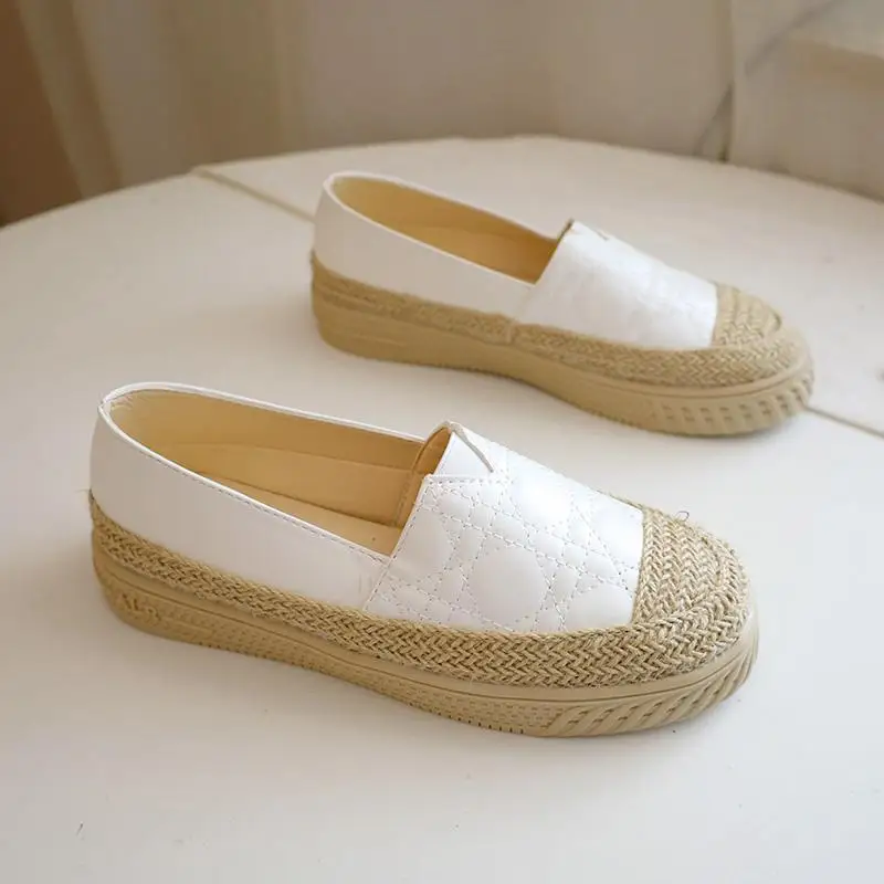 Women\'s Shoes Espadrilles White Female Footwear Loafers Round Toe Cotton Y2k Fashion Stylish And Low Price Spring Shoe A H