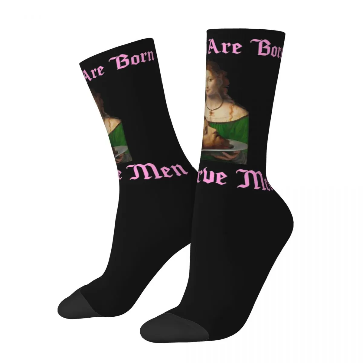 

Harajuku Women Are Born To Serve Men Football Socks Polyester Crew Socks for Unisex Non-slip