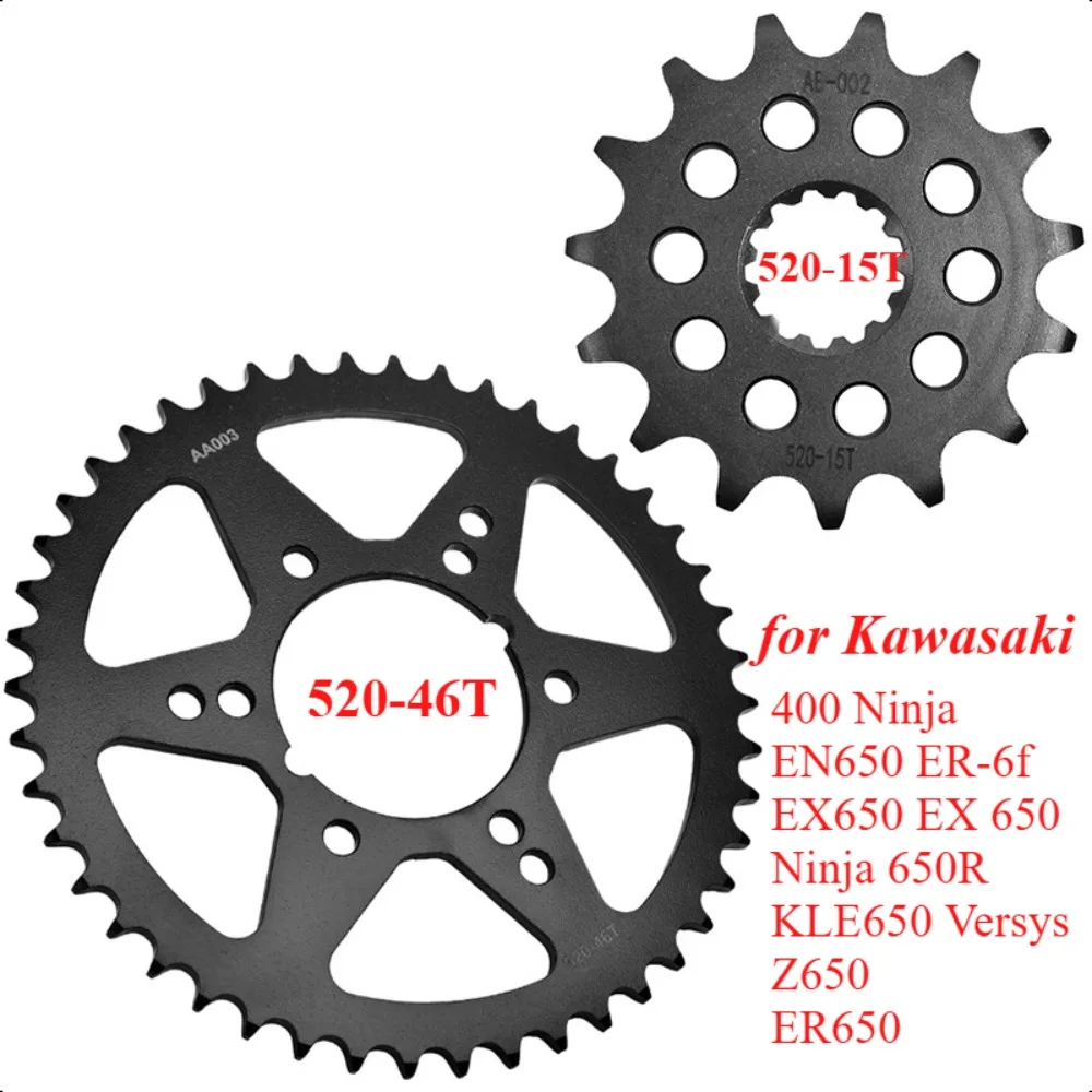 

520-14T 520 46T Front Sprocket Gear Wheel for Kawasaki 400 Ninja EN650 ER-6f EX650 EX 650 Ninja 650R KLE650 Ver-sys Z650 ER650