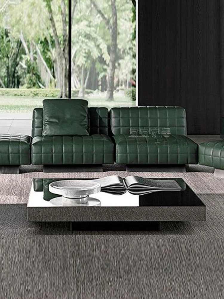 Post-Modern Stainless Steel Mirror-Surface  Italian-Style Light Luxury Living Room Large Apartment Square Table Designer