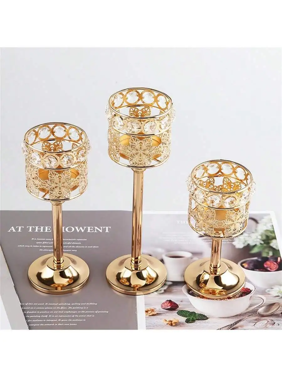 1PC Crystal Candle Holder In 3 Sizes. Wedding Table Center Piece With Tea Lamp Candle Holder, Candlelight Dinner, Dining Table