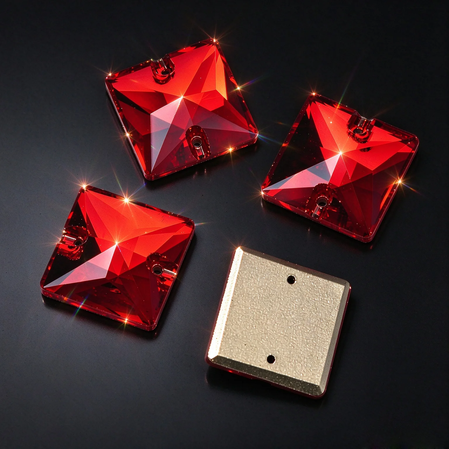 K9 Glass Crystals Light Siam Strass Flat Back Sew-On Stone Square Shape 3240 Optical Glass Sewn Crystal Rhinestone for Garment