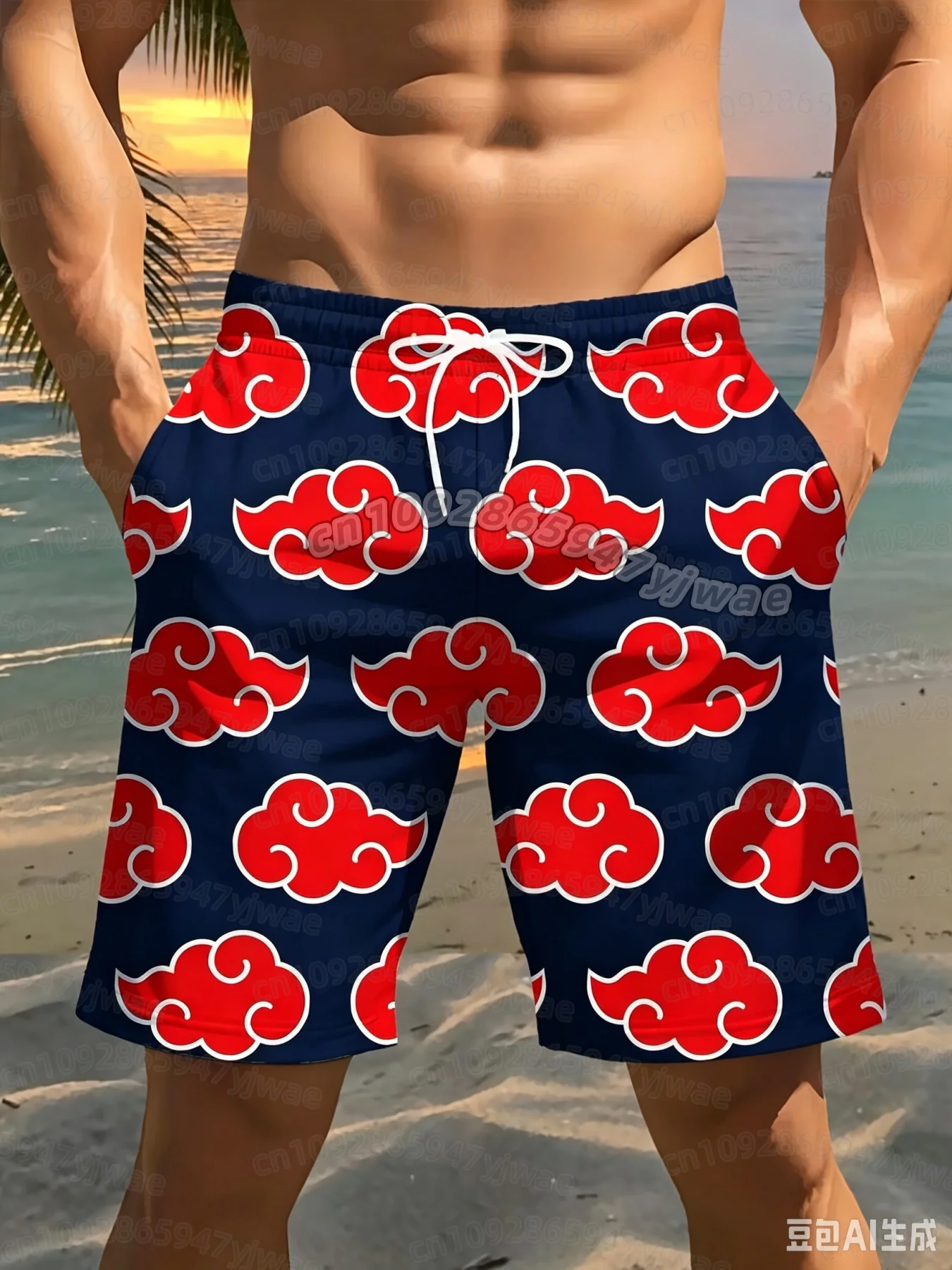 2026 Fun Beach Party Swim Trunks For Men Red Cloud Board Shorts Summer Fashion Viral Beach Shorts Husband Women Men Beach Shorts