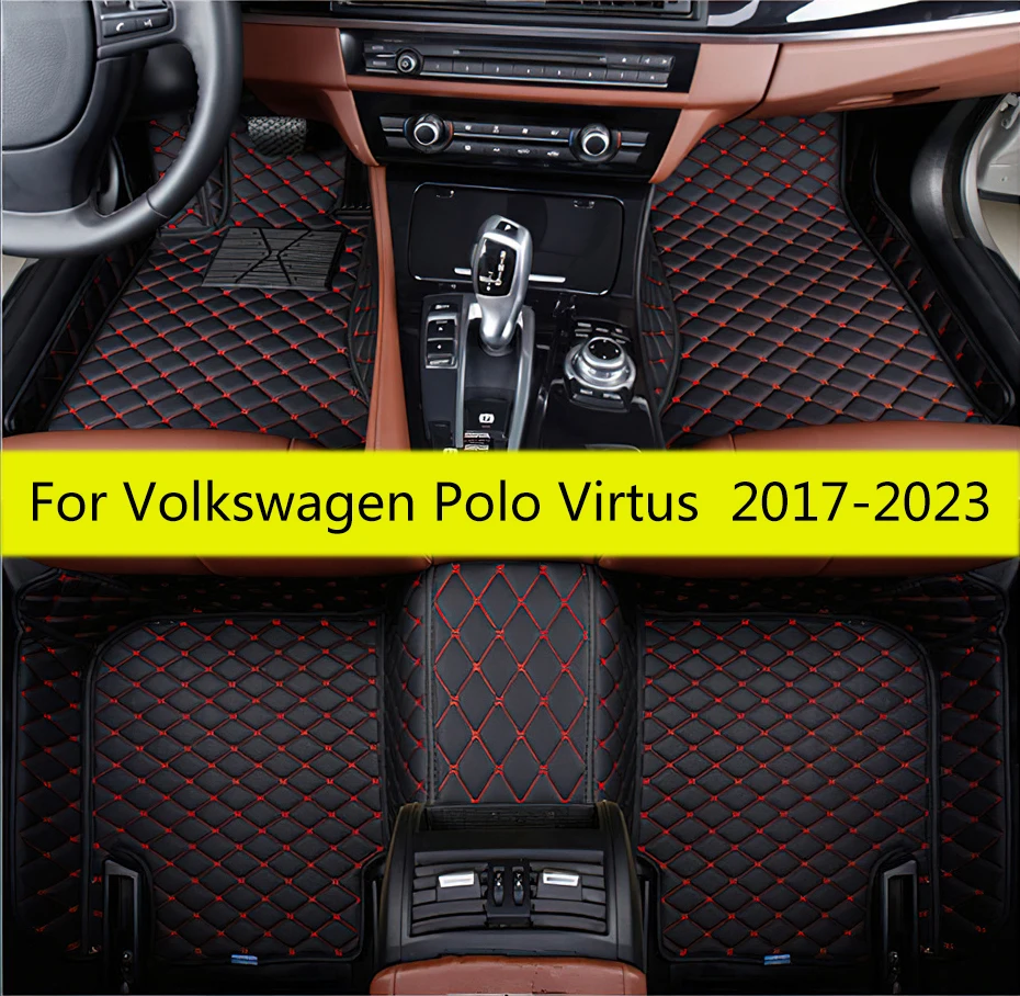 Car Floor Mats For Volkswagen Polo Virtus 2017 2018 2019 2020 2021 2022 2023 Custom Leather Auto Carpet Pads Vehicle Foot Rugs